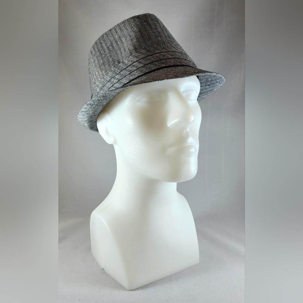 Stingy Brim Style Fedora, Gray Pinstripe, S/M size